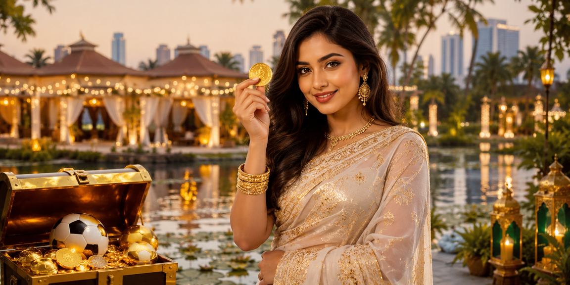 গাজীপুরে শাড়ি পরিহিত একজন ব্যবহারকারী মোবাইলে ফুটবল বেটিং করছেন